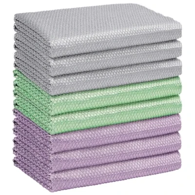 Afbeelding van HOMEXCEL Microfiber glasreinigingsdoeken 6PK, pluisvrije doek van 30 x cm voor het reinigen ramen, glazen, spiegels, schermen, roestvrij staal, premium microvezelglas en raamreiniger