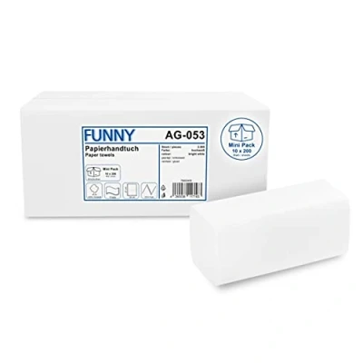 Afbeelding van Funny Papieren handdoeken 2 laags, ZZ/V vouw, 24 x 21 cm, hoogwitte handdoeken, MINI Pack 2000 vel, AG 053