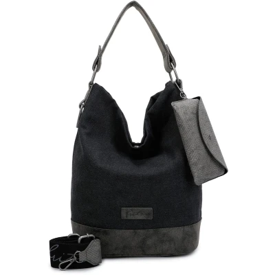 Afbeelding van Fritzi aus Preußen Schoudertas Canvas Izzy07 Olga Hobo Bag Black Donkergrijs