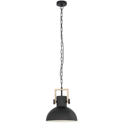 Afbeelding van EGLO Lubenham Hanglamp 1 lichts Ø30cm. E27 Zwart/hout