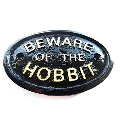 Afbeelding van Artisan PAS OP VOOR HET HOBBIT HUIS/TUINMUURPLAQUE (zwart)