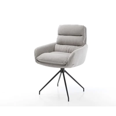 Afbeelding van Draaistoel Abelia Flex met armleuning kruisframe conisch zwart stripes lichtgrijs