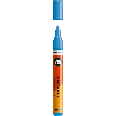 Afbeelding van Molotow ONE4ALL 4mm Acryl Marker Lichtblauw Geschikt voor vele oppervlaktes zoals canvas, hout, steen, keramiek, plastic, glas, papier, leer...