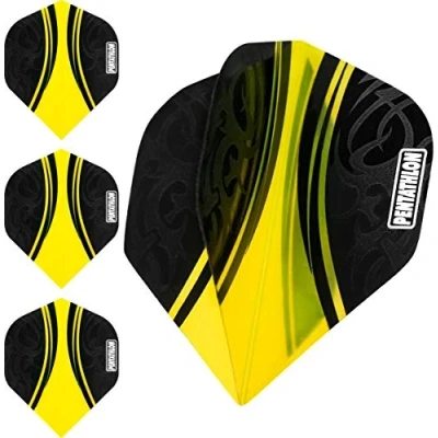 Afbeelding van ABC Darts Dart Flights Pentathlon Tribal geel 10 sets