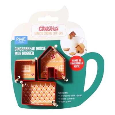 Afbeelding van PME Kerstkoekjessnijders, mini gemberhuis, warme mok, 3 stuks