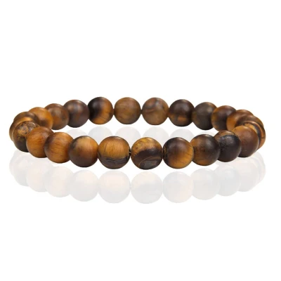 Afbeelding van Natuursteen Armband met 8mm Kralen Memphis Matte Tiger Eye