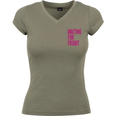 Afbeelding van Mister Tee Waiting FOR Friday BOX Tshirt print, Dames, Maat: Large, Olive