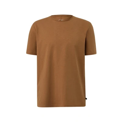 Afbeelding van QS MIT Rollkante UND Flammgarnstruktur Tshirt basic, Heren, Maat: XL, Sandstein