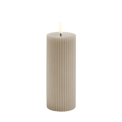 Afbeelding van Uyuni LED Rustieke Kaars grooved Zandsteen Smooth 5,8x15cm