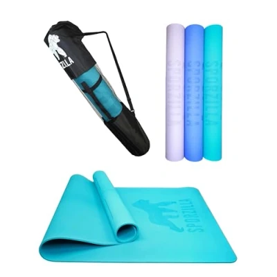 Afbeelding van Sporzilla® XXL yogamat, antislip, fitnessmat, 200 x 100 cm breed en extra lang, dikte 8 mm, vrij van schadelijke stoffen, trainingsmat met hulplijnen