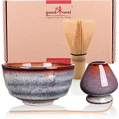 Afbeelding van Goodwei Japanse matcha set met klopperhouder, 4 delig, Uji