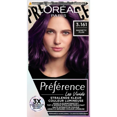 Afbeelding van 1+1 gratis: L&#039;Oréal Preference Vivids Permanente Haarkleuring 3.161 Magnetic Plum