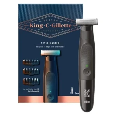 Afbeelding van King C. Gillette Style Master Baardtrimmer voor heren, draadloos, het instellen, trimmen en scheren van de baard met 4D lemmet 4 kammen 1, 2, 3 5 mm