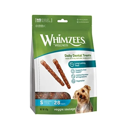 Afbeelding van Whimzees Veggie Sausage Small Valuebag 28 stuks.