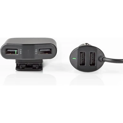 Afbeelding van USB autolader Nedis 4 poorten (USB A, 48W, Zwart)