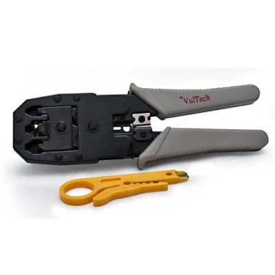 Afbeelding van Vultech CRI 01 krimptang met draadstripper, draad rj45 rj11 rj12, grijs/zwart