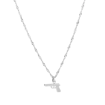 Afbeelding van Bijoutheek Collier Gedraaid Pistool Zilver