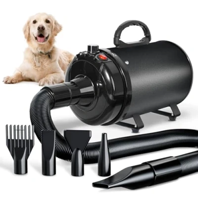 Afbeelding van Hond Föhn 3000W Pet Grooming Geluidsarme Temperatuur Verwarmer met 4 Verschillende Nozzles,zwart