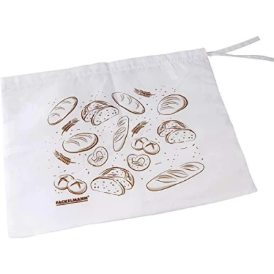 Afbeelding van Fackelmann Broodzak, broodzak om vers te houden, broodtas voor de aankoop bij bakker (kleur: wit/bruin), hoeveelheid: 1 stuk, 43 x 34 0,3 cm