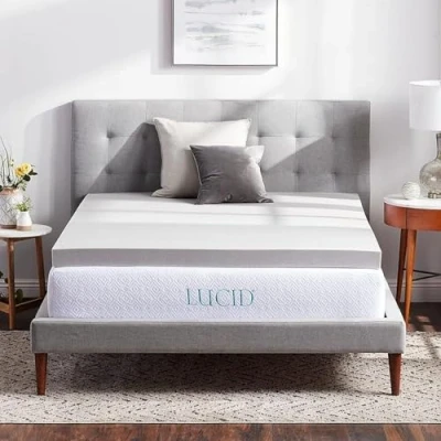 Afbeelding van LUCID Memory Foam Matrastopper 90x200cm met bamboehoutskool, 7,5 cm dikke matrasoplegger 90 x 200
