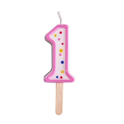 Afbeelding van PME Roze nummer 1 kaars, klein formaat, 4,3 cm