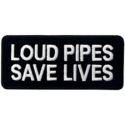 Afbeelding van Luide pijpen redden levens patch biker geborduurde applicatie badge opstrijkbaar naaien embleem
