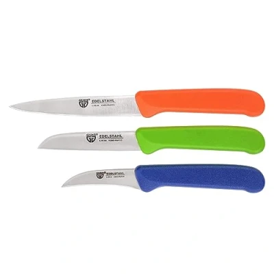 Afbeelding van GRÄWE Fruitmessen en groentemessen, 3 delige set, kleine keukenmessenset, schilmes, roestvrij staal, kleurrijk, super scherp geslepen