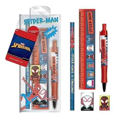 Afbeelding van Stationary Set Spider Man Sketch Marvel Pen &amp; Potlood Liniaal Gum Puntenslijper Opberghoesje