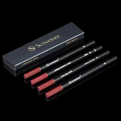 Afbeelding van Scriveiner Tintenroller Mine Schwarz Mittel 4 Rollerball Refill Minen in hervorragender Qualität Stifte Sicherheits Keramikmine M Schmidt 888