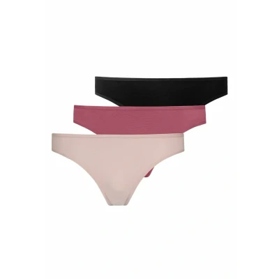 Afbeelding van Snocks Ondergoed Dames Katoen 3 Pack String Thong Slip Zwart (3x Mix2, XL)
