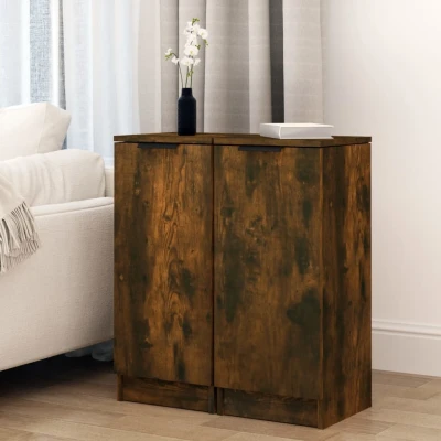 Afbeelding van Dressoirs 2 st 30x30x70 cm bewerkt hout gerookt eikenkleurig