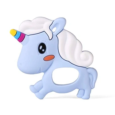 Afbeelding van PREMYO Eenhoorn Bijtring Baby Verkoelend Helpt bij Pijnlijke Tandvlees Doorkomende Tandjes Siliconen BPA Vrij Blauw