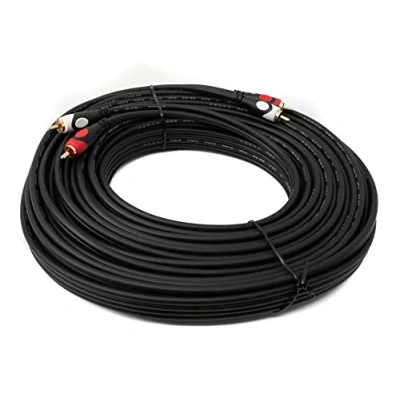 Afbeelding van SYSTEM S Cinch 2 RCA kabel 20 m stekker naar stereo AV adapter in zwart