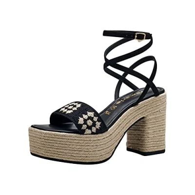 Afbeelding van Tamaris Sandalen met plateauzool, Dames, Maat: 41, Black comb Textiel