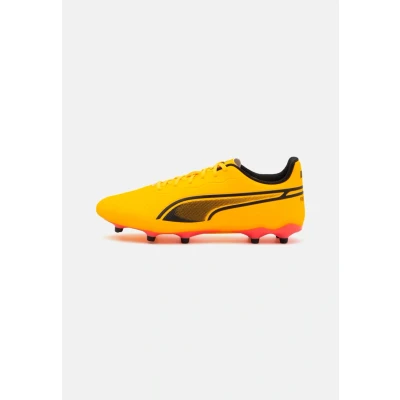 Afbeelding van Puma KING Match FG/AG Voetbalschoenen met kunststof noppen, Heren, Maat: 42.5, Sun stream/black/sunset glow Hoogwaardig imitatieleer