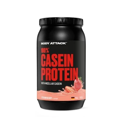 Afbeelding van Body Attack 100% caseïneproteïne, aardbeiencrème, 1 verpakking (1 x 900 g)