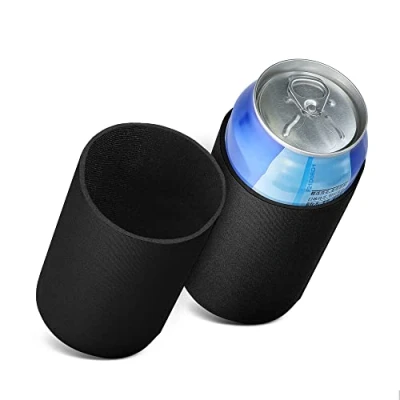 Afbeelding van kwmobile 2x 330ml / 355ml Blik blikjeskoeler voor bier en frisdrankblikjes Koeler drankblikjes in zwart 6,5 x 10 cm