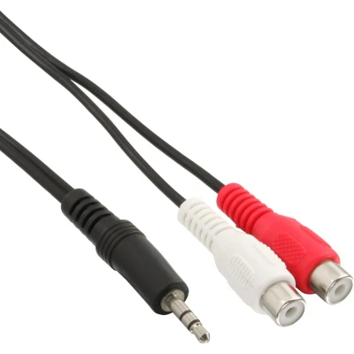 Afbeelding van Adapter kabel 3,5mm mini Jack mannelijk Tulp stereo 2RCA vrouwelijk 1 meter