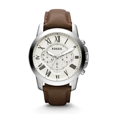 Afbeelding van Fossil FS4735IE Grant horloge herenhorloge BruinWitZilverkleur