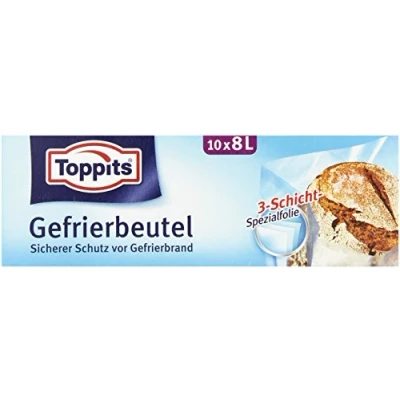 Afbeelding van Toppits Vrieszakken, 8 liter, standaard, 10 stuks, transparant