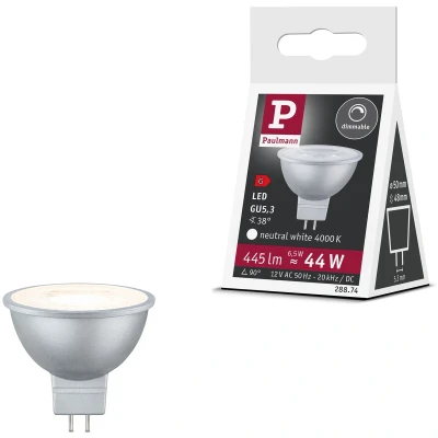 Afbeelding van Paulmann 28874 LED lamp Energielabel G (A G) GU5.3 Reflector 6.5 W = 44 Neutraalwit (Ø x h) 50 mm 48 1 stuk(s)