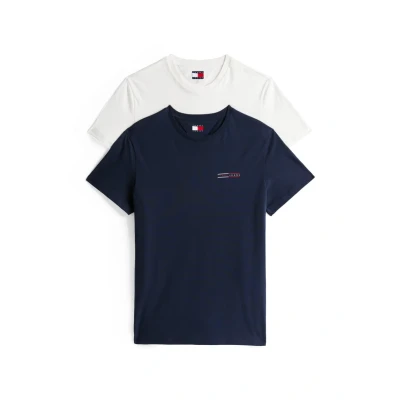 Afbeelding van Tommy Jeans SLIM MIX 2 PACK Tshirt basic, Heren, Maat: 46, Ecru dark night navy