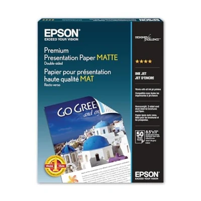 Afbeelding van Epson Premium Presentation Paper Matte, Dubbelzijdig Letter 8.5&quot; x 11&quot; 50 Sheets fotopapier (Dubbelzijdig Sheets, 8.5 11&quot;)