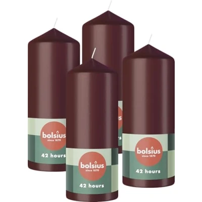 Afbeelding van Bolsius Gladde Stompkaarsen 15cm 4 stuks Bordeaux Rood