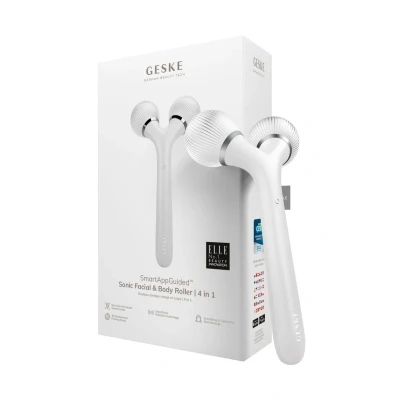 Afbeelding van GESKE SmartAppGuided™ Sonic Facial &amp; Body Roller 4 in 1 Dermaroller Apparaat voor gezicht en lichaam Dermarol Professionele gezichtsroller Verstevigt definieert