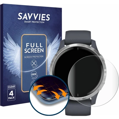 Afbeelding van Savvies Screenprotector voor Garmin Venu (43 mm) Folie Beschermfolie transparant volledig dekking (4 Stuks)