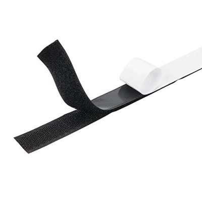 Afbeelding van zelfklevende haak en lus tape, plakband Heavy Duty herbruikbare dubbelzijdige kleverige achterkant bevestigingstape zwart 5cm 2m