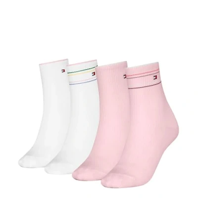 Afbeelding van Tommy Hilfiger Short SOCK Shine 4 PACK Sokken, Dames, Maat: 39 42, Light pink/white