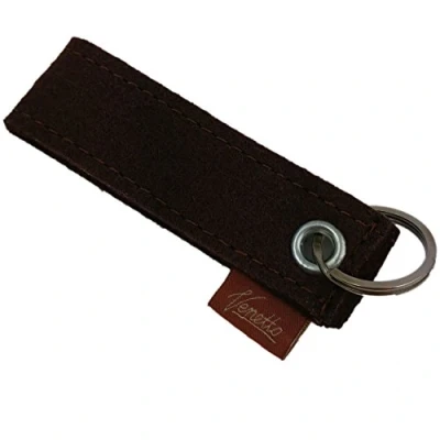 Afbeelding van sleutelhanger van vilt, ring, voor sleutels, bruin,