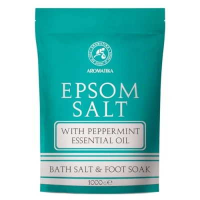 Afbeelding van Badzout Epsom &amp; Pepermuntolie Essentieel 1000g Epsomzout met Magnesiumsulfaat Mineraalzout Badtoevoeging voor lichaamsverzorging Aromatherapie Ontspanning Voetbad